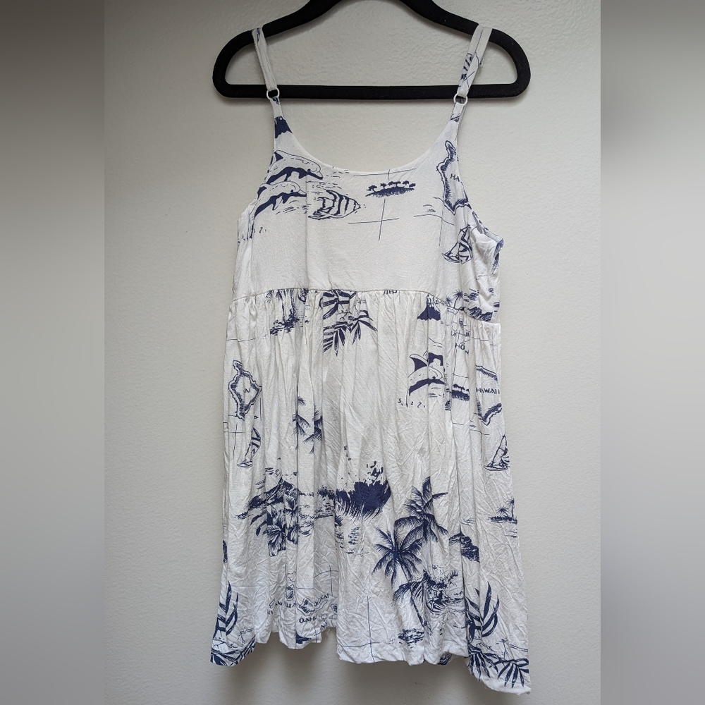 Palmwave Hawaii Girls White and Blue Hawaiian Printed Sundress. Size 6